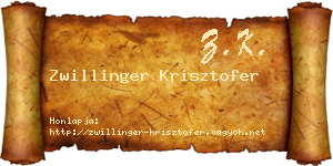 Zwillinger Krisztofer névjegykártya